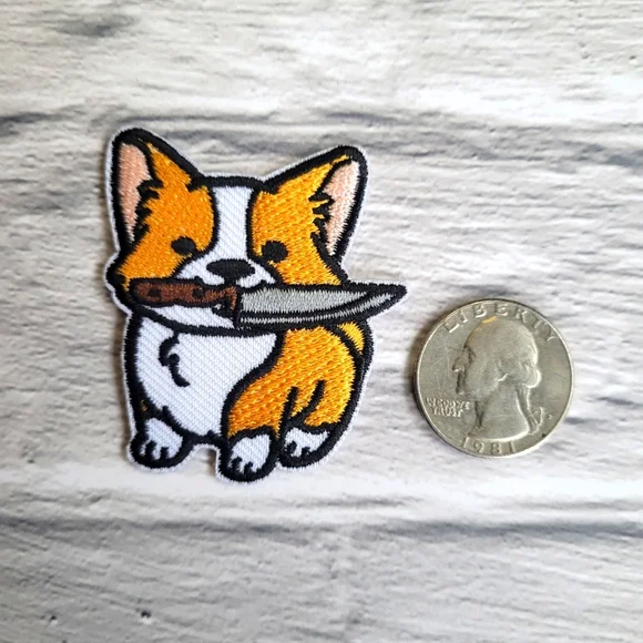 Murder Corgi Adorable Dog Embroidered Iron on Patch - Picture 2 of 2